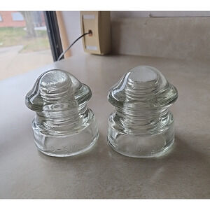 Lot of 2‎ Vintage Hemingray D-510 Made in USA Clear Glass Electric Insulator